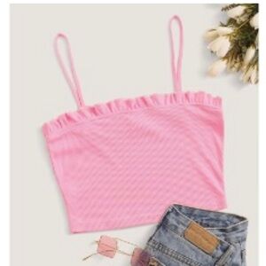 Pink ruffle crop top